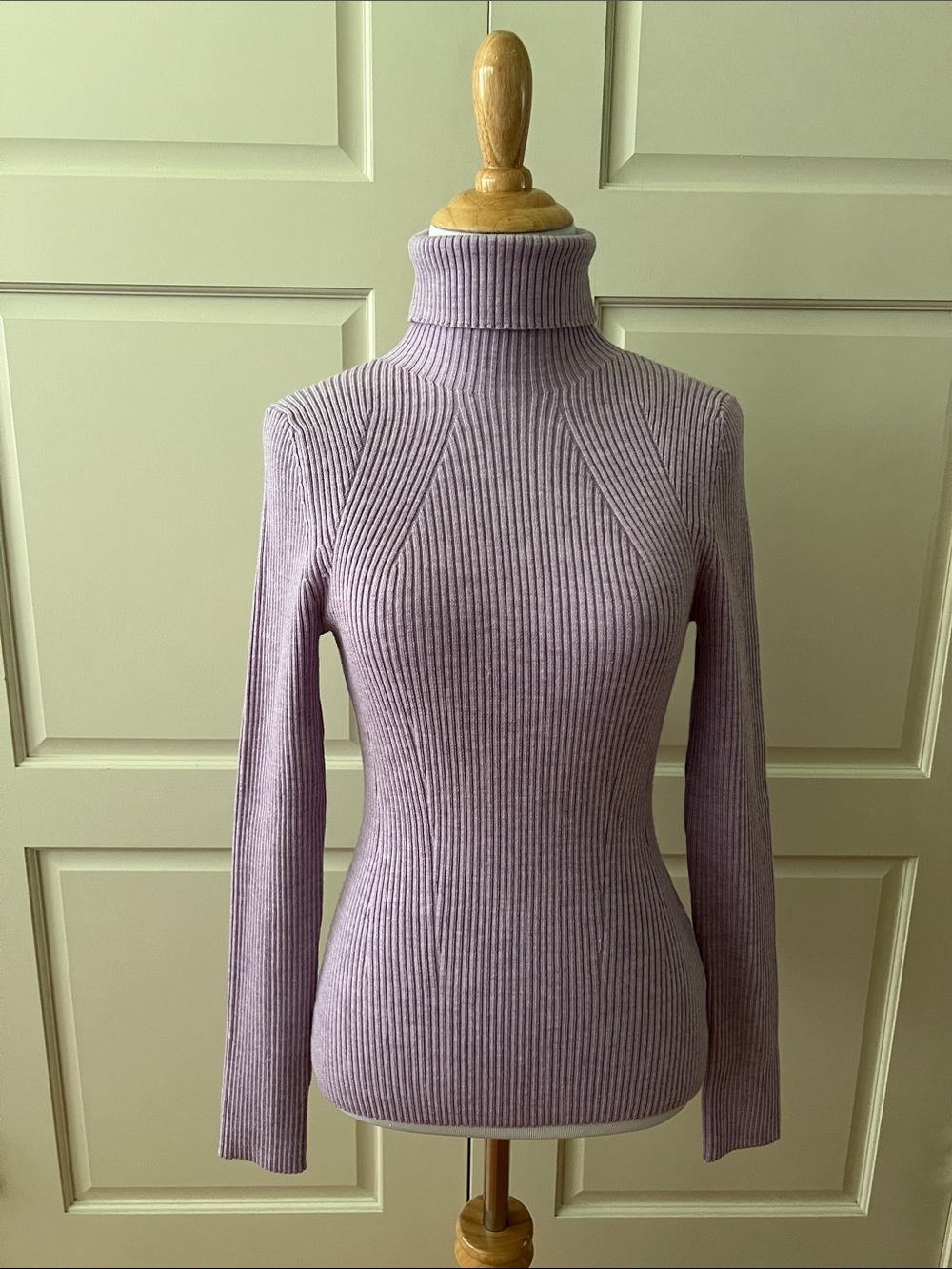 3.1 PHILLIP LIM Rib-Knit Stretch Wool Turtleneck Sweater Lavender Purple small
